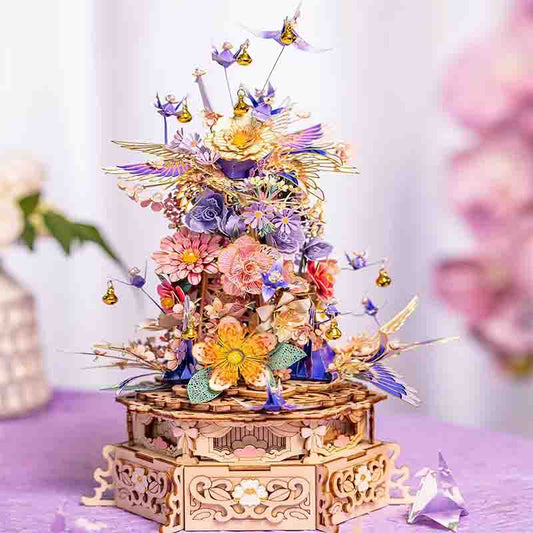 Floral Music Box 3D Puzzle Metal Assembly Model DIY Kit - OrientCrafted