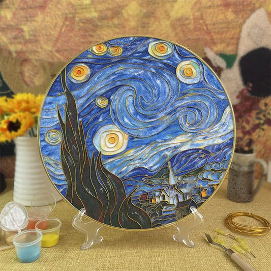 Van Gogh Starry Night & Sunflowers Cloisonné Enamel DIY Kit