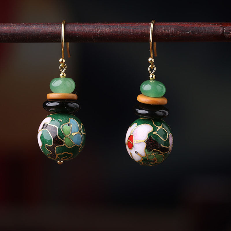 Handcrafted Cloisonné Jade Earrings - OrientCrafted