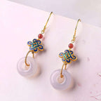 Handcrafted Cloisonné White Jade Earrings - OrientCrafted