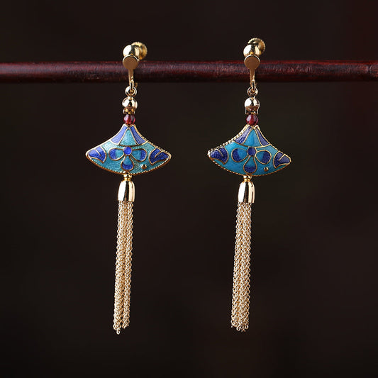 Handcrafted Cloisonné Tassel Earrings - OrientCrafted