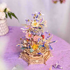 Floral Music Box 3D Puzzle Metal Assembly Model DIY Kit - OrientCrafted