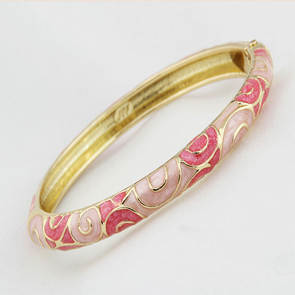 Vintage Oval Gold-Plated Cloisonné Enamel Bangle - OrientCrafted