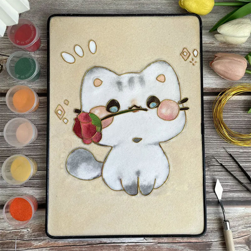 Cartoon Cat Cloisonné Enamel DIY Kit - OrientCrafted