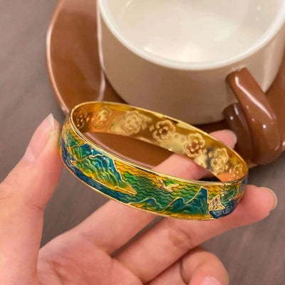 "Thousand Miles of Rivers and Mountains" Enamel Bracelet - OrientCrafted