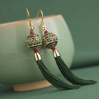 Handcrafted Cloisonné Tassel Earrings - OrientCrafted