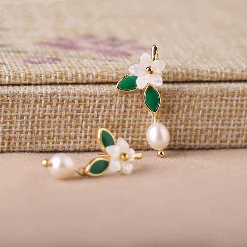 Handcrafted Cloisonné Shell Flower Earrings - OrientCrafted
