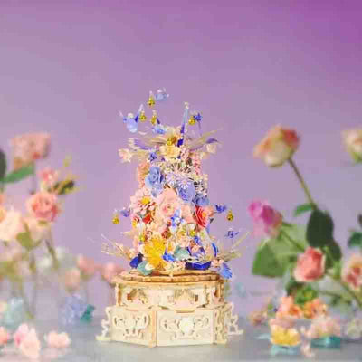 Floral Music Box 3D Puzzle Metal Assembly Model DIY Kit - OrientCrafted