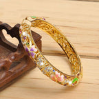 Butterfly Cloisonné Enamel Bangle Double Layer Intricate Carving - OrientCrafted