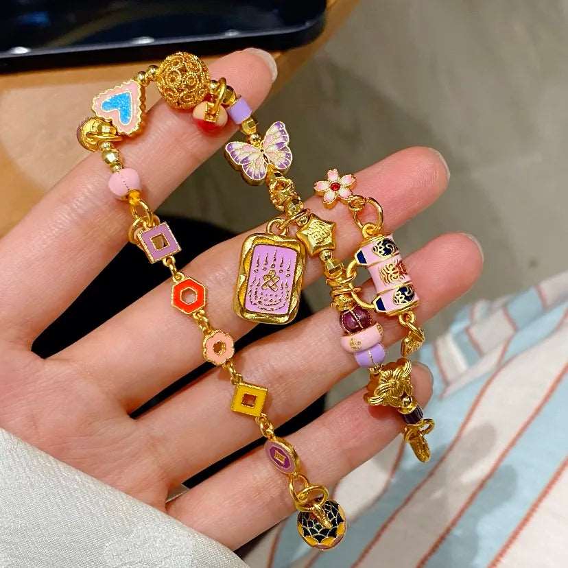 Enamel Handmade Colorful Butterfly Bracelet Set - OrientCrafted