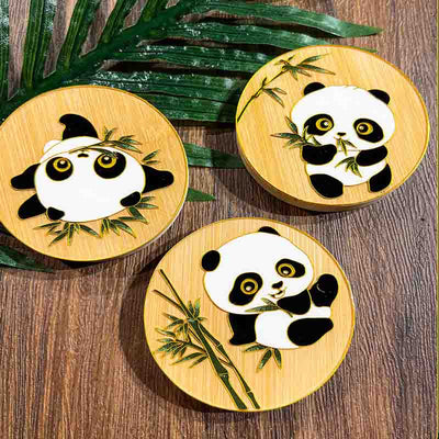 Panda Bamboo Tea Tray and Coaster Cloisonné DIY Kit - OrientCrafted