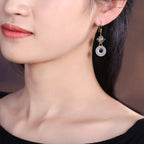 Handcrafted Cloisonné White Jade Earrings - OrientCrafted