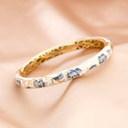 Rose Bracelet Clamper Enamel Rhinestones Bangle - OrientCrafted