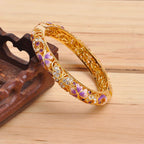 Butterfly Cloisonné Enamel Bangle Double Layer Intricate Carving - OrientCrafted