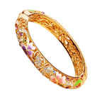 Butterfly Cloisonné Enamel Bangle Double Layer Intricate Carving - OrientCrafted