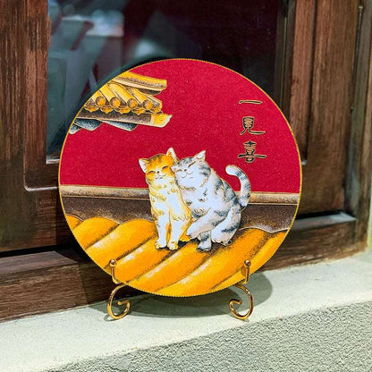 Cat Cloisonné Enamel Painting DIY Handmade Kit Decorative Ornament