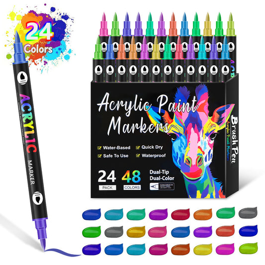2 in 1 Acrylic Paint Markers Set Double Tips & Colors