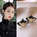 Handcrafted Vintage Fan-Shaped Earrings - OrientCrafted