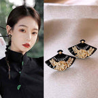 Handcrafted Vintage Fan-Shaped Earrings - OrientCrafted