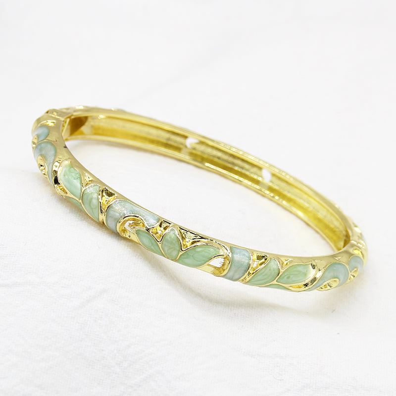 Lotus Bracelet Cloisonné Enamel Bangle - OrientCrafted