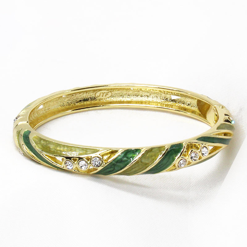 Wave Cloisonné Enamel Bangle Gold-Plated Vintage - OrientCrafted