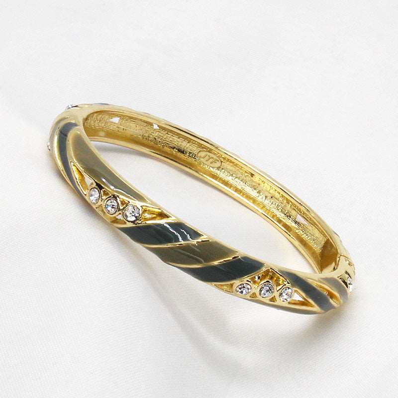 Wave Cloisonné Enamel Bangle Gold-Plated Vintage - OrientCrafted