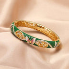 Butterfly Bracelet Clamper Enamel Rhinestones Bangle - OrientCrafted