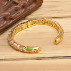 Butterfly Cloisonné Enamel Bangle Double Layer Intricate Carving - OrientCrafted