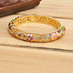Butterfly Cloisonné Enamel Bangle Double Layer Intricate Carving - OrientCrafted