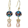 Handcrafted Cloisonné Pearl Earrings - OrientCrafted