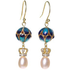 Handcrafted Cloisonné Pearl Earrings - OrientCrafted