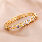 Vintage Bracelet Clamper Enamel Rhinestones Bangle - OrientCrafted