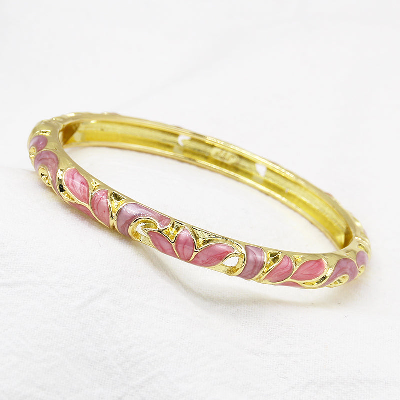 Lotus Bracelet Cloisonné Enamel Bangle - OrientCrafted