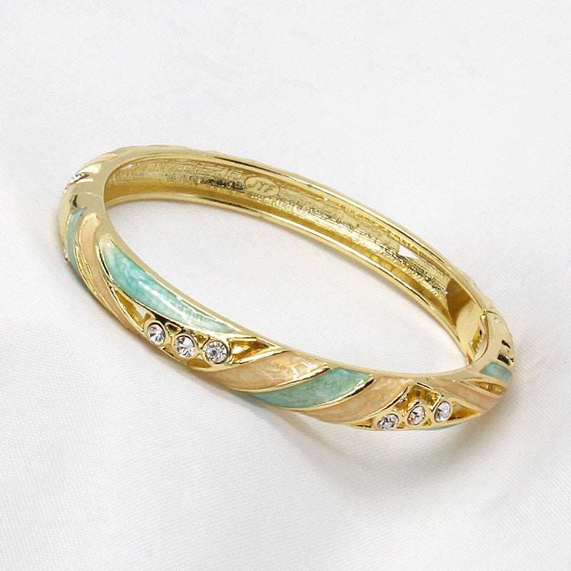 Wave Cloisonné Enamel Bangle Gold-Plated Vintage - OrientCrafted